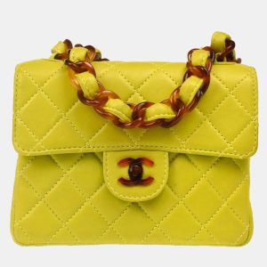 Chanel Light Green Lambskin Mini Classic Square Flap Shoulder Bag, Shoulder Bags - Luxury Closet catalog