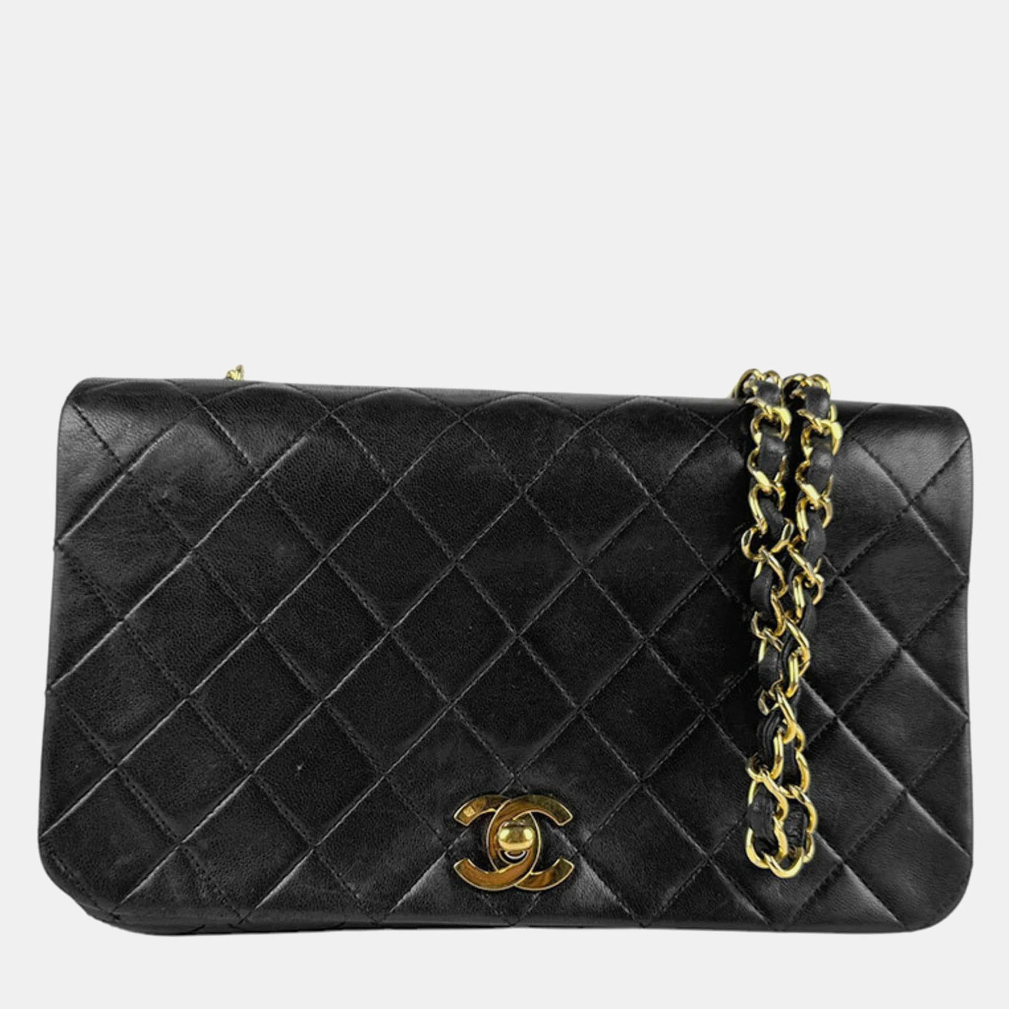 Chanel Black Lambskin Full Flap Shoulder Bag, Shoulder Bags - Luxury Closet catalog