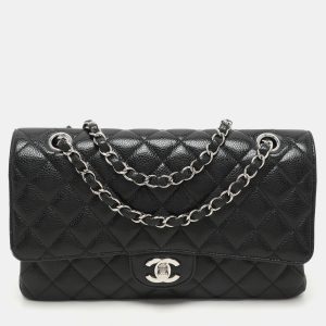Chanel Black Quilted Caviar Leather Medium Classic Double Flap Bag, Shoulder Bags - Luxury Closet catalog