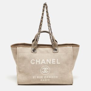 Chanel Beige Canvas Large Deauville Shopper Tote, Tote Handbags - Luxury Closet catalog