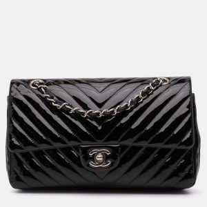 Chanel Black Medium Classic Chevron Patent Double Flap Bag, Shoulder Bags - Luxury Closet catalog