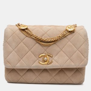 Chanel Beige Mini Quilted Velvet Precious Buttons Chain Flap Bag, Shoulder Bags - Luxury Closet catalog