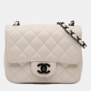 Chanel Ivory Leather Mini Square Classic Single Flap Bag, Shoulder Bags - Luxury Closet catalog