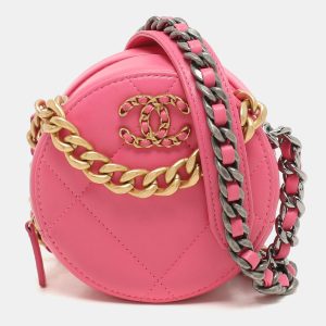 Chanel Pink Quilted Leather Chanel 19 Round Clutch Bag, Clutches & Special Occasion Bags - Luxury Closet catalog
