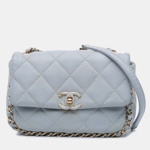 Chanel Grey Mini Calfskin Chain Around Flap, Shoulder Bags - Luxury Closet catalog