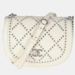 Chanel Ivory Calfskin Coco Eyelets Small Flap Bag, Shoulder Bags - Luxury Closet catalog