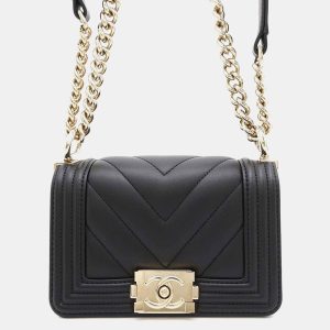 Chanel Black Leather Mini Boy Chain Shoulder Bag, Shoulder Bags - Luxury Closet catalog