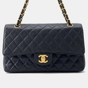 Chanel Matelasse Double Flap Chain Black Caviar Leather shoulder Bag, Shoulder Bags - Luxury Closet catalog