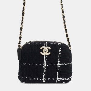 Chanel Black Tweed Pochette Chain Shoulder Bag, Shoulder Bags - Luxury Closet catalog