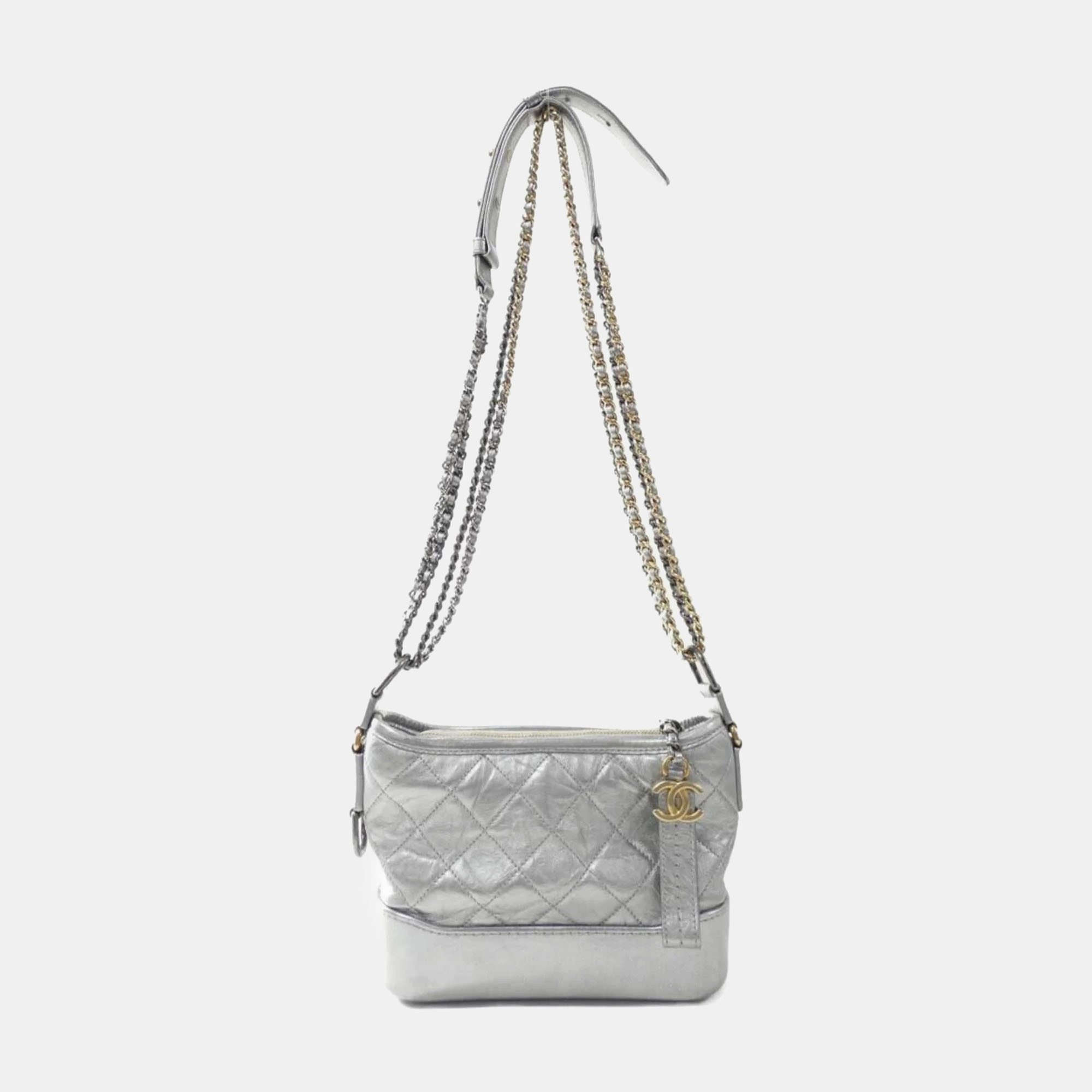Chanel Silver Leather Gabrielle Shoulder Bag, Shoulder Bags - Luxury Closet catalog