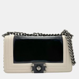 Chanel Black/Off-White Leather Boy Shoulder Bag, Shoulder Bags - Luxury Closet catalog