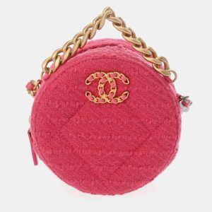Chanel Pink Tweed 19 Round Shoulder Bag With Handle, Shoulder Bags - Luxury Closet catalog