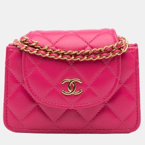 Chanel Pink CC Quilted Lambskin Flap Clutch On Chain, Clutches & Special Occasion Bags - Luxury Closet catalog