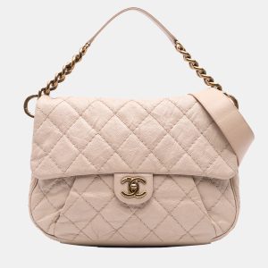 Chanel Beige Brown Chanel Beige/Brown Medium Quilted Caviar Coco Pleats Messenger Flap, Satchels - Luxury Closet catalog