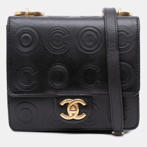 Chanel Black Mini Square Calfskin Coco Embossed Flap, Shoulder Bags - Luxury Closet catalog