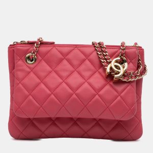 Chanel Pink Quilted Lambskin Double Case with Chain, Shoulder Bags - Luxury Closet catalog