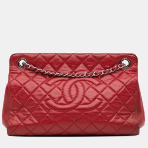 Chanel Red CC Quilted Caviar Frame Shopping Tote, Tote Handbags - Luxury Closet catalog
