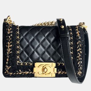 Chanel Black Wool Le Boy Small Shoulder Bag, Shoulder Bags - Luxury Closet catalog