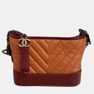 Chanel Orange Chevron Leather Small Gabrielle Shoulder Bag, Backpacks - Luxury Closet catalog