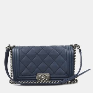 Chanel Navy Blue Leather Boy Shoulder Bag, Shoulder Bags - Luxury Closet catalog