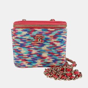 Chanel Multicolor Cotton and Leather Small Vanity Chain Shoulder Bag, Shoulder Bags - Luxury Closet catalog
