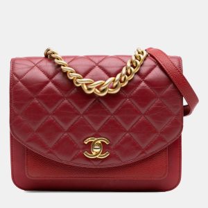 Chanel Red Small Quilted Calfskin and Caviar Chain Handle Flap, Shoulder Bags - Luxury Closet catalog