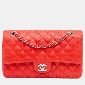 Chanel Red Medium Classic Perforated Lambskin Double Flap, Shoulder Bags - Luxury Closet catalog