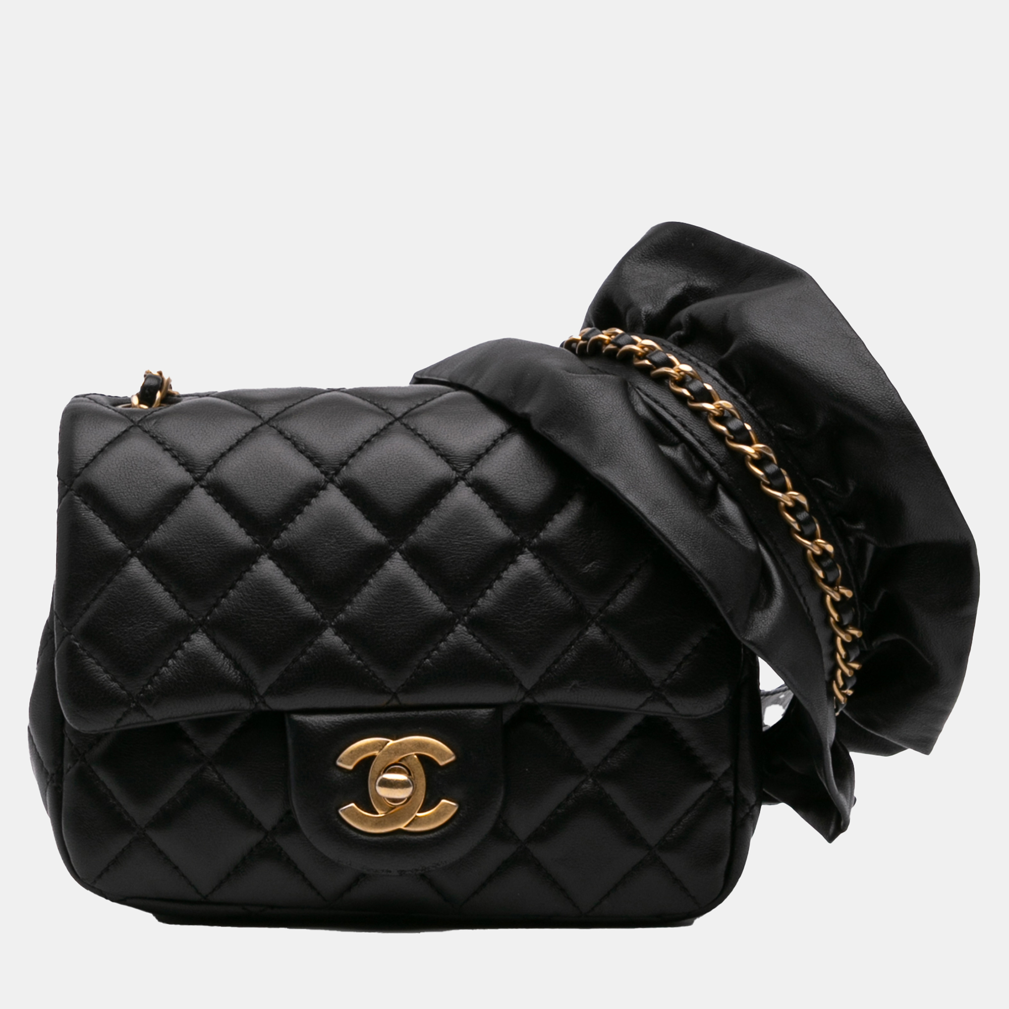 Chanel Black Mini Square Lambskin Romance Single Flap, Shoulder Bags - Luxury Closet catalog