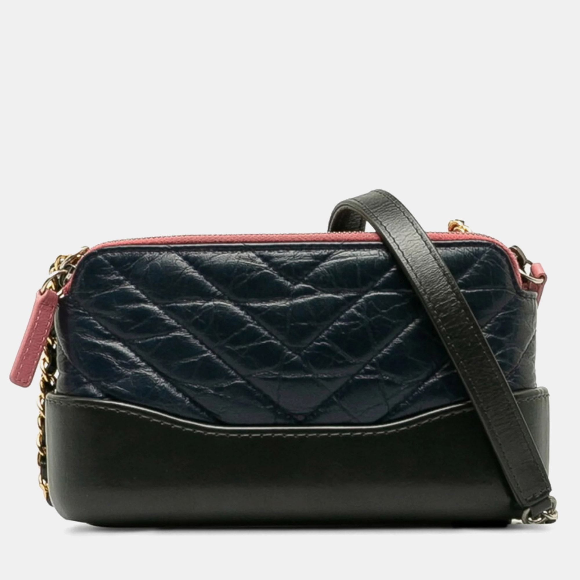 Chanel Navy Leather Gabrielle Quilted Chain Wallet Mini Shoulder Bag, Wallets & Money Clips - Luxury Closet catalog
