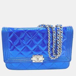 Chanel Metallic Blue Leather Boy Wallet On Chain, Wallets & Money Clips - Luxury Closet catalog