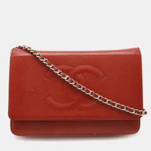 Chanel Red Leather Caviar Skin Chain Wallet Shoulder Bag, Wallets & Money Clips - Luxury Closet catalog