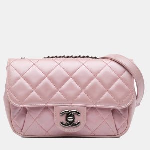Chanel Pink Mini Quilted Metallic Calfskin Coco Pleats Chain Flap, Shoulder Bags - Luxury Closet catalog