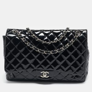 Chanel Black Quilted Patent Leather Maxi Classic Single Flap Bag, Shoulder Bags - Luxury Closet catalog