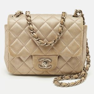Chanel Grey Quilted Leather Mini Square Classic Flap Bag, Shoulder Bags - Luxury Closet catalog