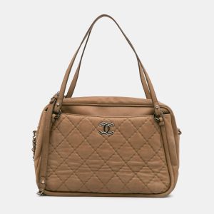Chanel Brown Quilted Iridescent Calfskin Relax CC Satchel, Satchels - Luxury Closet catalog