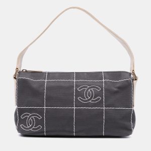 Chanel Black White CC Chocolate Bar Canvas Shoulder Bag, Shoulder Bags - Luxury Closet catalog