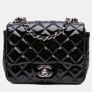 Chanel Black Mini Square Classic Patent Single Flap, Shoulder Bags - Luxury Closet catalog