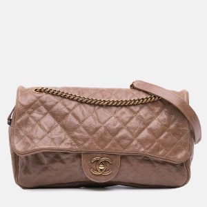 Chanel Brown Large Quilted Glazed Caviar Shiva Flap, Shoulder Bags - Luxury Closet catalog