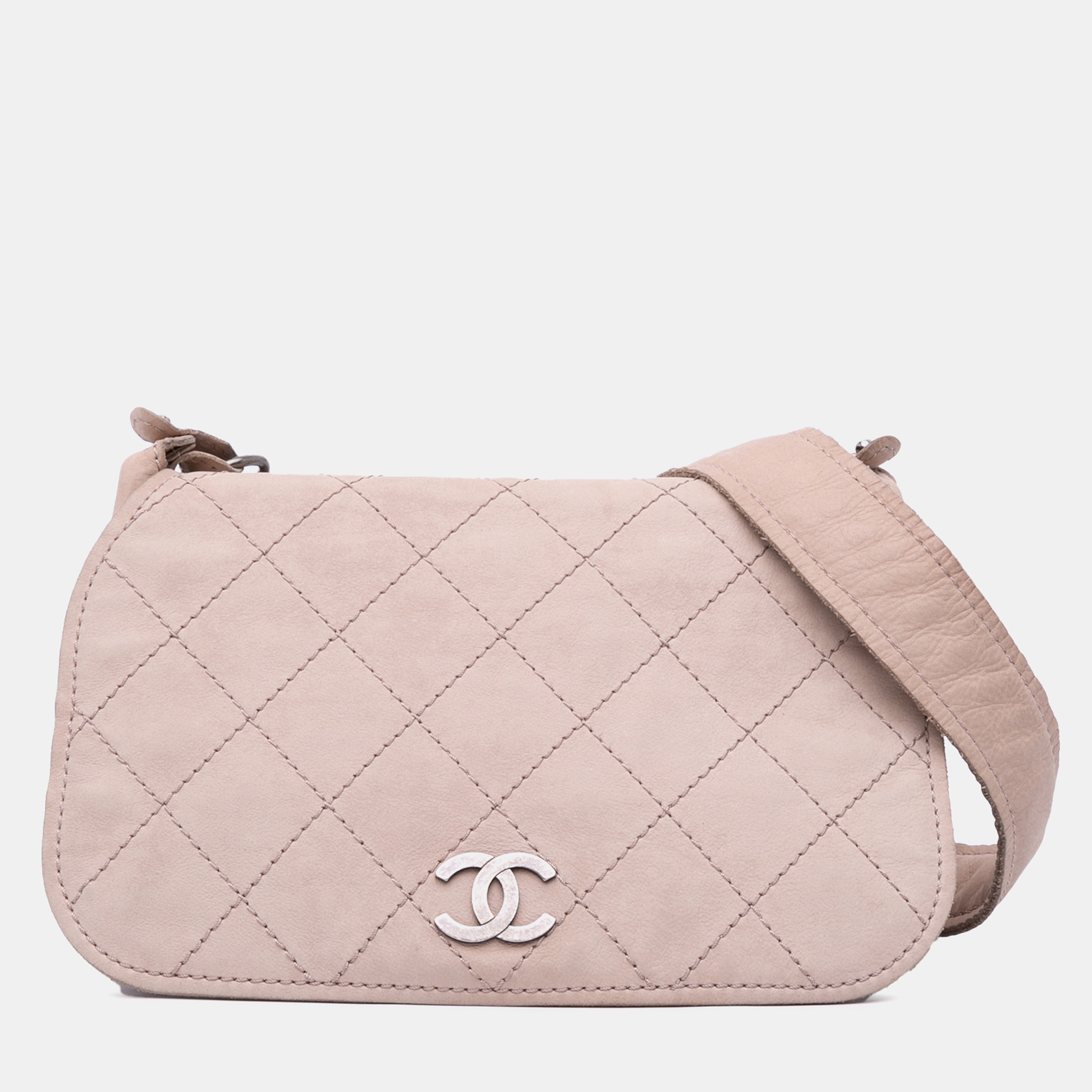 Chanel Beige Brown Calfskin Stitched Highlander Messenger Bag, Shoulder Bags - Luxury Closet catalog