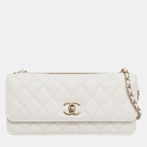 Chanel White Quilted Lambskin Leather CC Trendy Wallet on Chain, Wallets & Money Clips - Luxury Closet catalog