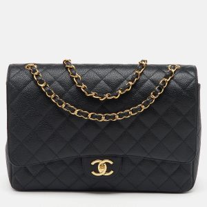 Chanel Black Quilted Caviar Leather Maxi Classic Double Flap Bag, Shoulder Bags - Luxury Closet catalog