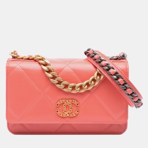 Chanel Pink Quilted Lambskin 19 Wallet on Chain, Wallets & Money Clips - Luxury Closet catalog