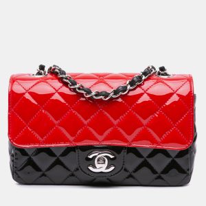 Chanel Black/Red Mini Rectangular Bicolor Patent Single Flap, Shoulder Bags - Luxury Closet catalog