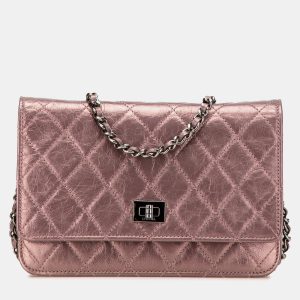 Chanel Pink Reissue 2.55 Quilted Metallic Aged Calfskin Wallet on Chain, Wallets & Money Clips - Luxury Closet catalog