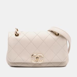 Chanel Beige Medium Lambskin Twist Chain Enamel CC Flap, Shoulder Bags - Luxury Closet catalog