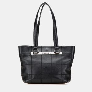 Chanel Black Caviar Choco Bar Tote, Tote Handbags - Luxury Closet catalog
