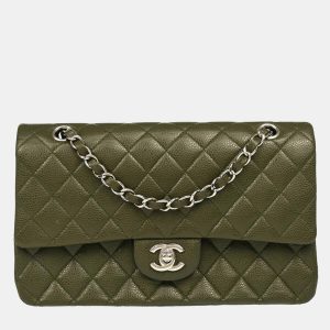 Chanel Green Calfskin Medium Classic Double Flap Shoulder Bag, Shoulder Bags - Luxury Closet catalog