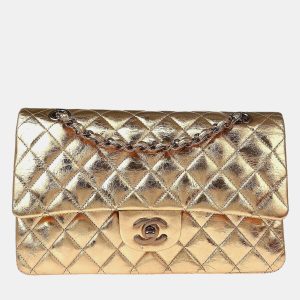 Chanel Gold Metallic Lambskin Medium Classic Double Flap Shoulder Bag, Shoulder Bags - Luxury Closet catalog