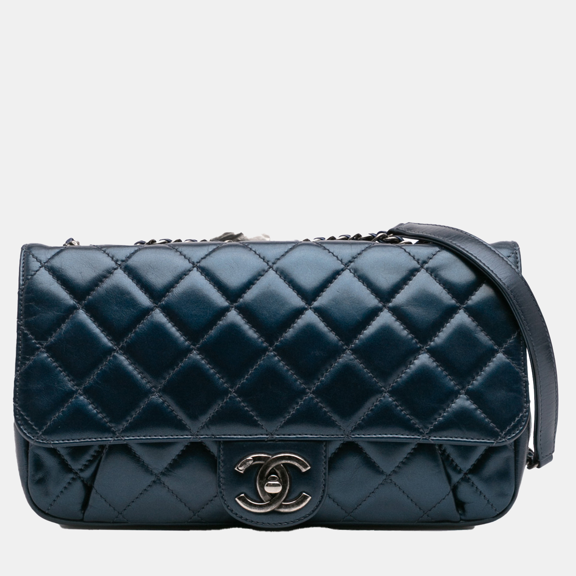 Chanel Blue Quilted Glazed Calfskin Coco Pleats Flap, Shoulder Bags - Luxury Closet catalog