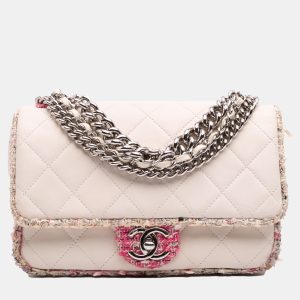 Chanel White Quilted Lambskin and Tweed Elegant Trim Flap, Shoulder Bags - Luxury Closet catalog